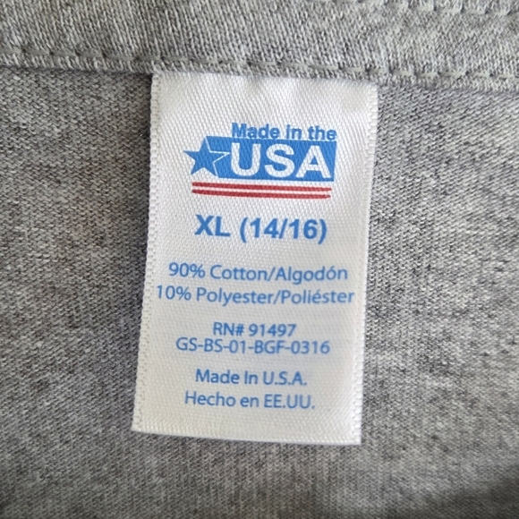 Made in the USA Gray Short Sleeve Graphic Flag Tee Made in America 2016 Kids XL - Picture 3 of 5